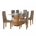 Ver imagem 2 de Conjunto Mesa Dafne Plus 160 Tampo de Vidro 6 Cadeiras Móveis Lopas