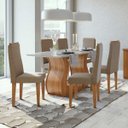 Ver imagem 1 de Conjunto Mesa Dafne Plus 160 Tampo de Vidro 6 Cadeiras Móveis Lopas