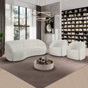 Ver imagem 1 de Conjunto Sofá Sala de Estar Bipartido 318cm e 2 Poltronas Clarke Bouclê Offwhite G45 - Gran Belo