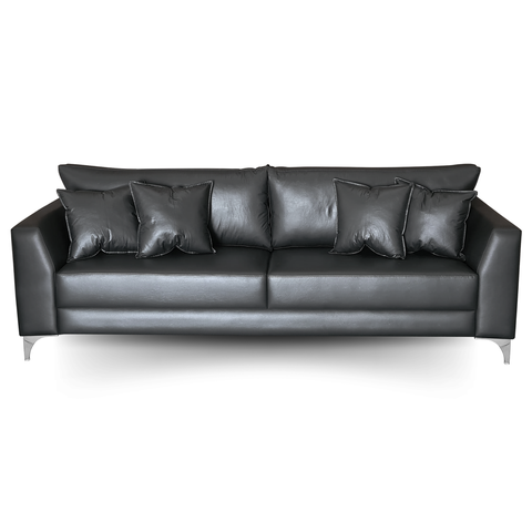 Sofá Pierri | Pé Aço & Tecido Corano | 220cm | Preto