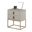 Ver imagem 3 de Mesa de Cabeceira Unic 45 Off White Base Metalica Dourada
