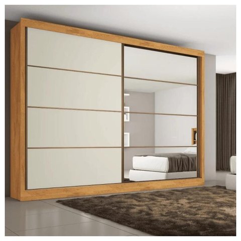 Guarda Roupa 2 Portas de Correr Sevilha 100% MDF Peroba Off Peroba