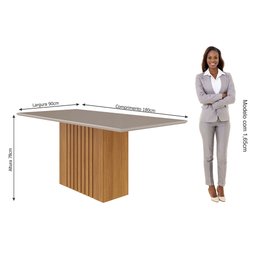 Conjunto Sala de Jantar Mesa Ana 180x90 cm e 6 Cadeiras Fernanda Cimol Nature/Off White/Madeira/ - 6