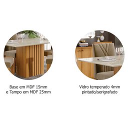 Conjunto Sala de Jantar Mesa Ana 180x90 cm e 6 Cadeiras Fernanda Cimol Nature/Off White/Madeira/ - 4