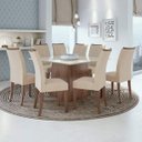 Ver imagem 1 de Conjunto Sala de Jantar Mesa Nevada Plus 130 Tampo de Vidro 8 Cadeiras Atacama Móveis Lopas