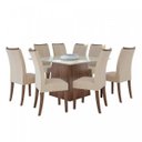 Ver imagem 2 de Conjunto Sala de Jantar Mesa Nevada Plus 130 Tampo de Vidro 8 Cadeiras Atacama Móveis Lopas