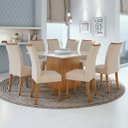 Ver imagem 1 de Conjunto Sala de Jantar Mesa Nevada Plus 130 Tampo de Vidro 8 Cadeiras Atacama Móveis Lopas