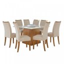 Ver imagem 2 de Conjunto Sala de Jantar Mesa Nevada Plus 130 Tampo de Vidro 8 Cadeiras Atacama Móveis Lopas