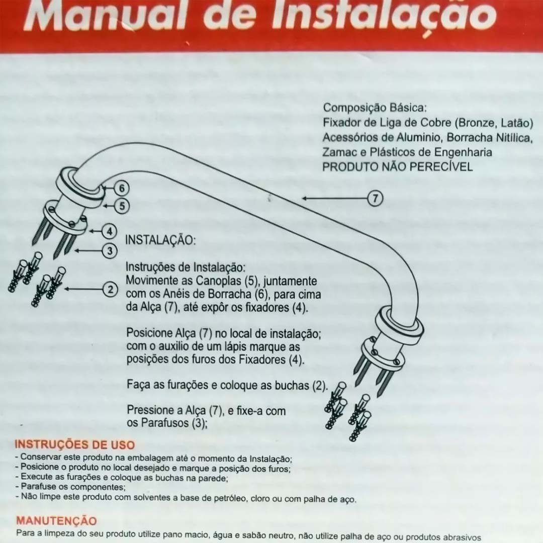 Barra Alças Apoio 30cm Idoso Deficiente Pne Cor Prateado - 8