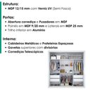 Ver imagem 2 de Guarda Roupa Casal Trian 2 Portas de Correr 4 Gavetas MDP MDF Branco Absoluto 220cm Milani Movelaria