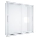 Ver imagem 1 de Guarda Roupa Casal Trian 2 Portas de Correr 4 Gavetas MDP MDF Branco Absoluto 220cm Milani Movelaria