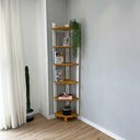 Ver imagem 2 de Estante de Canto para Chão Linea 6 Prateleiras Madeira Pinus Nozes e Branco Artfactory Design