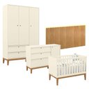 Ver imagem 1 de Quarto de Bebê Unique 3 Portas com Cômoda Sapateira e Painel Farm com Led Off White Eco Wood - Matic
