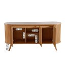 Ver imagem 3 de Aparador Buffet Luna 160cm com 3 Portas e Tampo de Vidro Castanho Cinamomo/off White