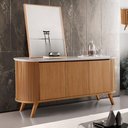 Ver imagem 2 de Aparador Buffet Luna 160cm com 3 Portas e Tampo de Vidro Castanho Cinamomo/off White