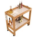 Ver imagem 3 de Carrinho Bar e Multiuso Orfeu em MDP-MDF 65cm Pérola com Rodízios Sal Movelaria