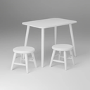 Ver imagem 1 de Conjunto Infantil de Mesa e 2 Banquinhos Torneados em Madeira Maciça Branco Acetinado