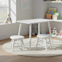 Ver imagem 3 de Conjunto Infantil de Mesa e 2 Banquinhos Torneados em Madeira Maciça Branco Acetinado