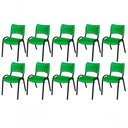 Ver imagem 1 de Cadeira Iso Base Preto Igreja, Escola, Escritório - Verde - Kit 10 Peças