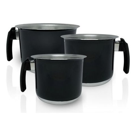 Conjunto Fervedor Alumínio Leiteira Canecão Café 3 Peças - Preto