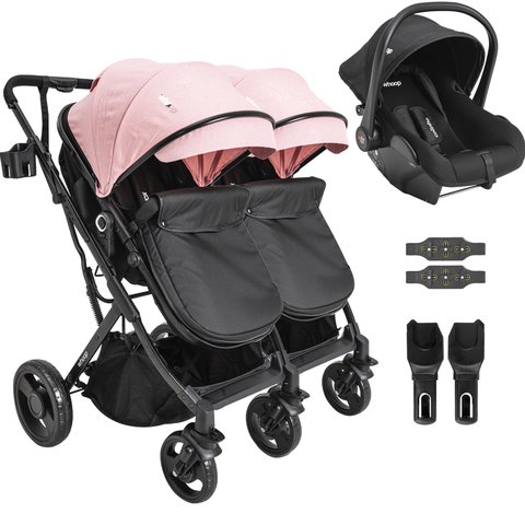 Carrinho Kiddo para Gemeos Bebe Conforto Colinho Vox Ii Rosa