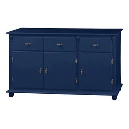 Balcão Buffet 3 Portas e 3 Gavetas Sevilha Pés Torneados em Madeira 631- Laca Azul Bic - 1