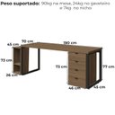 Ver imagem 4 de Conjunto Escritorio Industrial 3 Peças 190 Cm Frame Munique Kappesberg