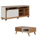 Ver imagem 1 de Rack Bancada Jurerê 1.5 Freijó Off White Matte com Mesa de Centro Jeri Freijó Off White- Colibri