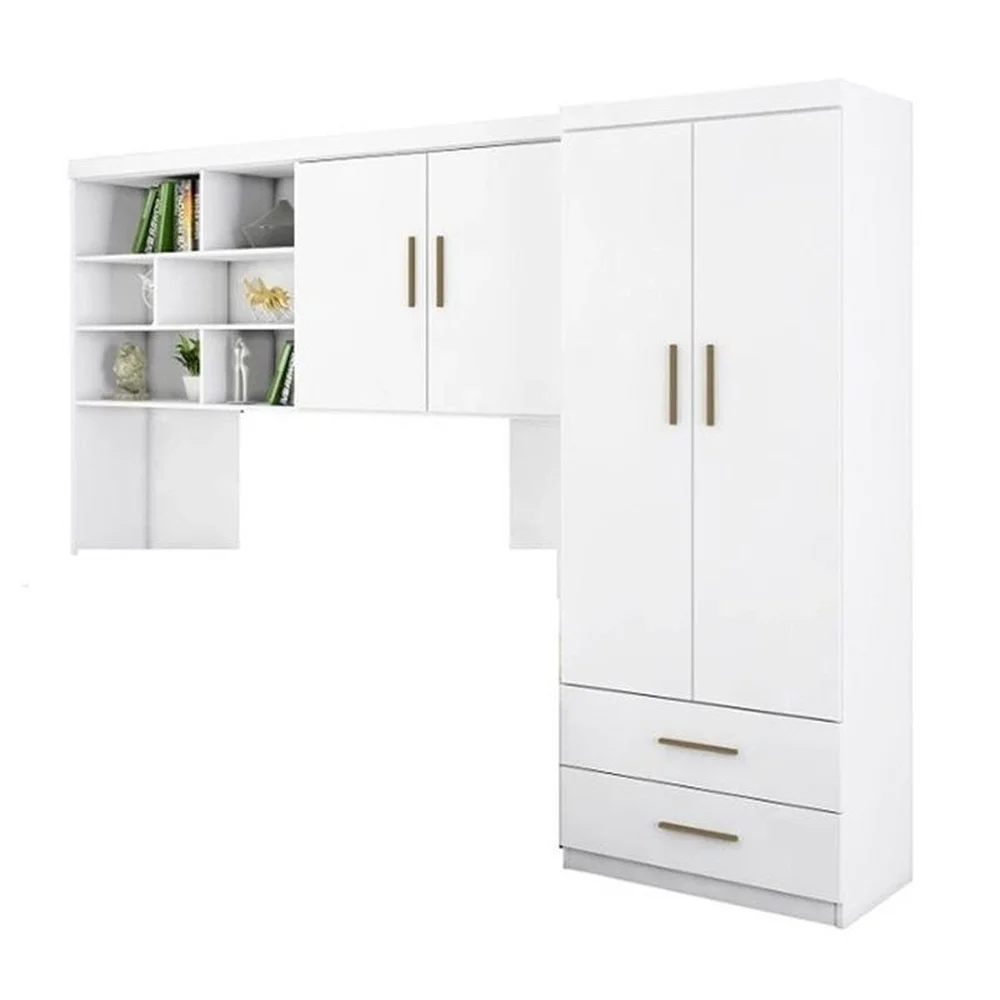 Jogo de Quarto Chiara 2 Peças Guarda Roupa e Módulo Aéreo Branco - Phoenix Baby - 1
