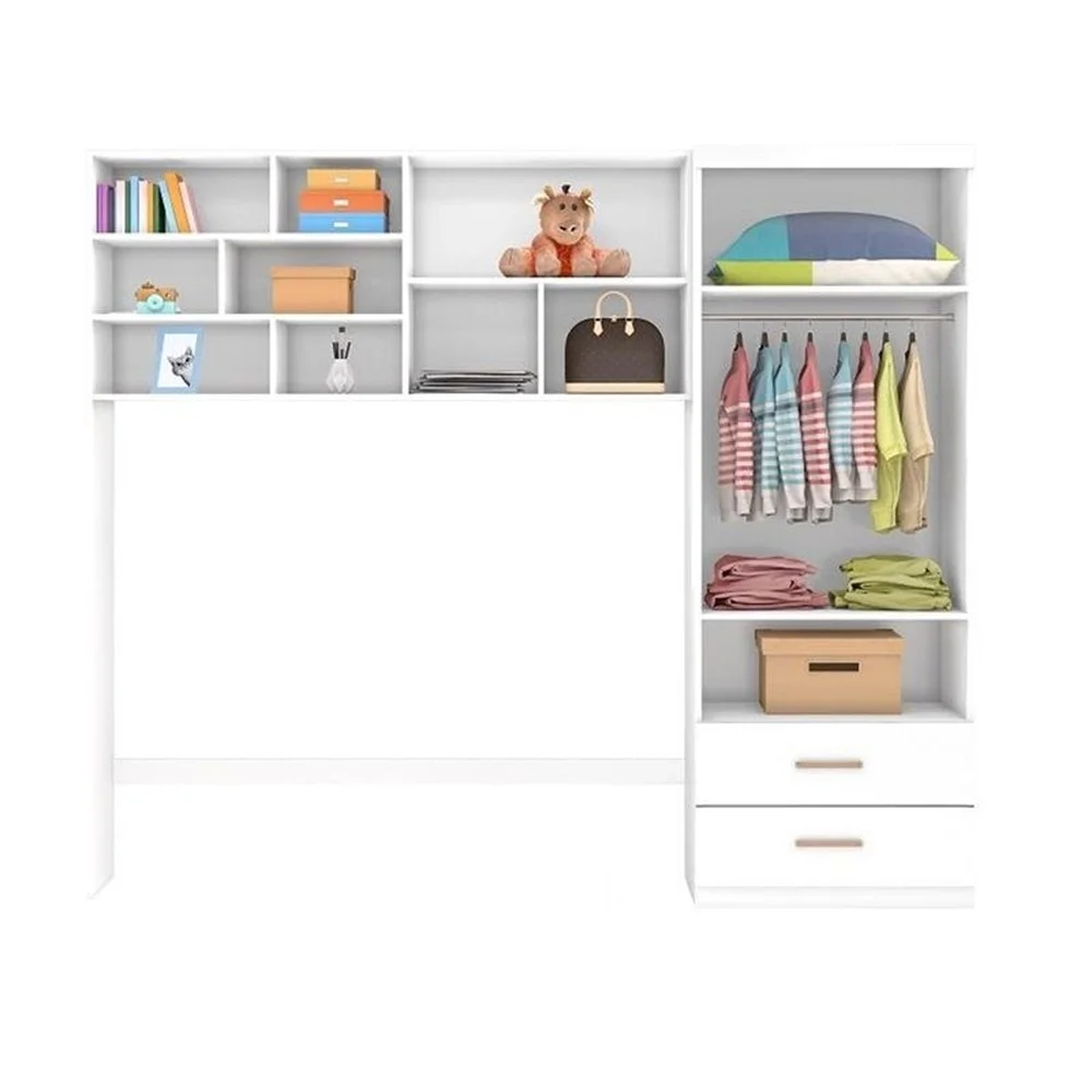Jogo de Quarto Chiara 2 Peças Guarda Roupa e Módulo Aéreo Branco - Phoenix Baby - 2