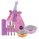 Ver imagem 1 de Kit Marmita Talheres C/ Bolsa Térmica Tramontina 8 Peças Groovy Breakfast:rosa