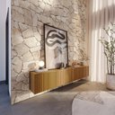 Ver imagem 4 de Rack Glimmer 2.14 Suspenso 100% MDF com Portas Ripadas para Sala de Estar – Carvalho