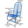 Kit 2 Cadeiras de Balanço Reforçada Poltrona do Papai de Fio Molas Jardim Varanda Alpendre Cor Azul - 6