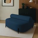 Ver imagem 1 de Sofá Sala Ilha Orgânica Éden 125cm Pé Aço Lateral Preto Bouclê Azul E03 - D’Rossi