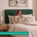 Ver imagem 6 de Cabeceira Painel Suspenso Casal 140 cm Luna Retangular Linho Verde Musgo Artte