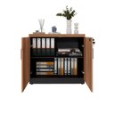 Ver imagem 3 de Armário Baixo para Escritório F5 com Chave 2 Portas MDP 80cm Nogal com Preto F5 Office
