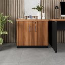Ver imagem 1 de Armário Baixo para Escritório F5 com Chave 2 Portas MDP 80cm Nogal com Preto F5 Office