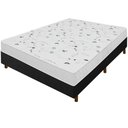 Ver imagem 1 de Cama Box Preta + Colchão Casal Salta Liso Branco Espuma D23 138x188x51cm