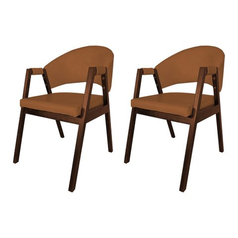 Kit 2 Cadeiras Helen para Mesa de Jantar Madeira Maciça Mel Premium Assento Facto - Caramelo