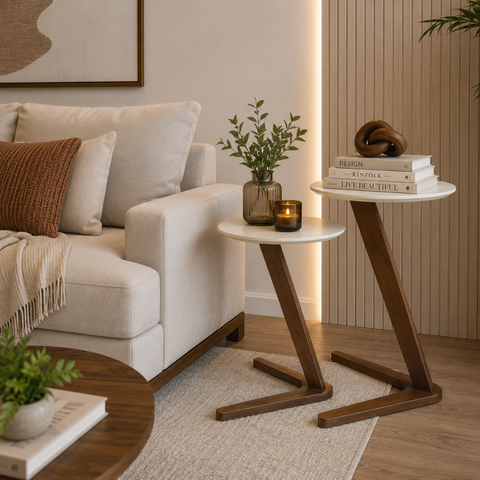 Conjunto Mesa Lateral Clarice Branco