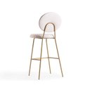 Ver imagem 2 de Banqueta Alta Estofada Moa Base Aço Dourada / Tecido Branco