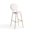 Ver imagem 1 de Banqueta Alta Estofada Moa Base Aço Dourada / Tecido Branco