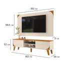 Ver imagem 5 de Kit Rack Bancada e Painel Duna 2 Portas Deslizantes Cinamomo e Off White Pés de Madeira - Pallazio