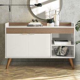 Balcao Aparador Buffet 120 Cm 2 Portas Off White Madeira Dmad - 7