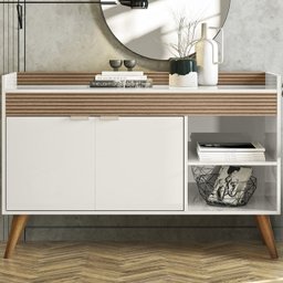 Balcao Aparador Buffet 120 Cm 2 Portas Off White Madeira Dmad - 2