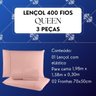 Jogo D Lencol Casal Queen 400 Fios 3 Peças Cor Rose Percal C Elastico Hotel Luxo - 2