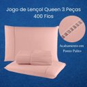 Ver imagem 5 de Jogo D Lencol Casal Queen 400 Fios 3 Peças Cor Rose Percal C Elastico Hotel Luxo