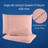 Jogo D Lencol Casal Queen 400 Fios 3 Peças Cor Rose Percal C Elastico Hotel Luxo - 5