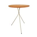 Ver imagem 1 de Mesa Apoio Lateral Redonda Tripé Metal 60cm x 45cm Madeira Maciça Decoração Sala Champagne
