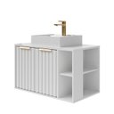 Ver imagem 2 de Gabinete para Banheiro 80cm com 2 Portas 2 Nichos e Cuba de Sobrepor Noruega Branco
